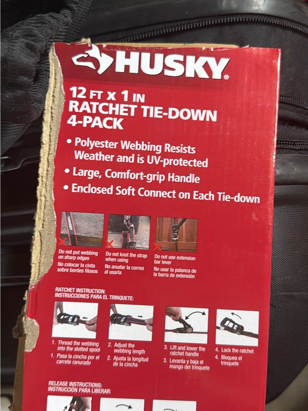 Sky Red Ratchet Tie-Downs 4-Pack